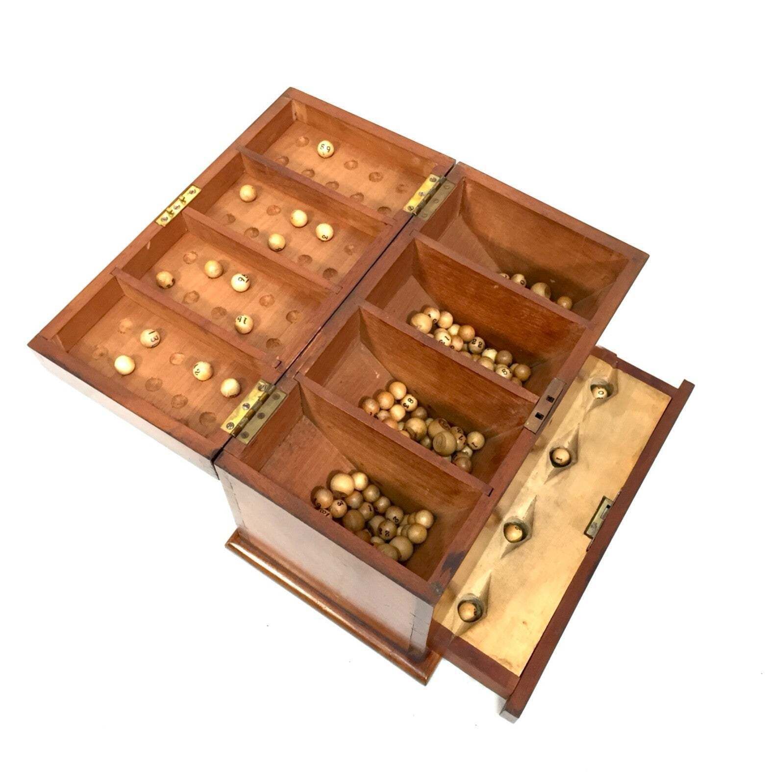 Home Decor Antique Wooden Masonic Voting Ballard Storage Box With Key / Bingo Ball Game photo