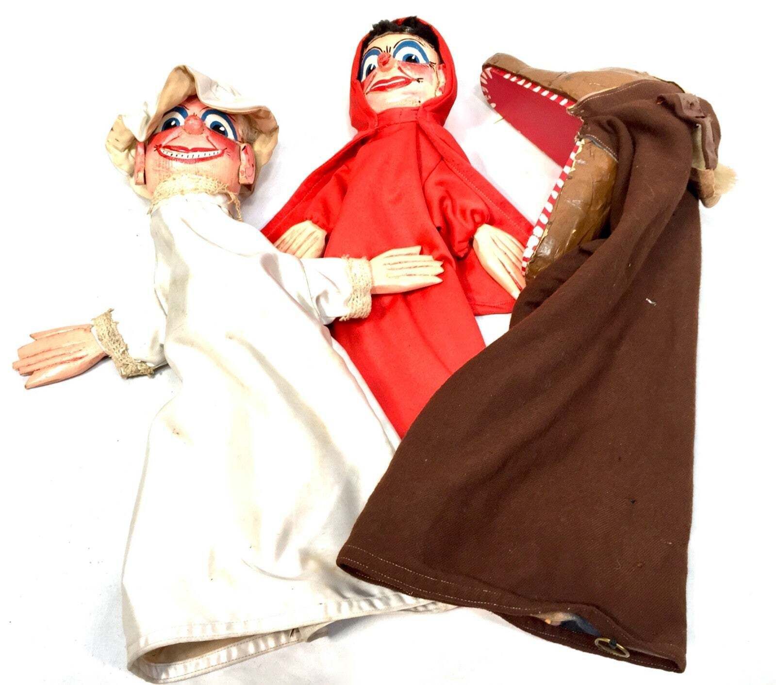 Antique Set Of Little Red Riding Hood Character Hand Puppets By Joe Parsonage