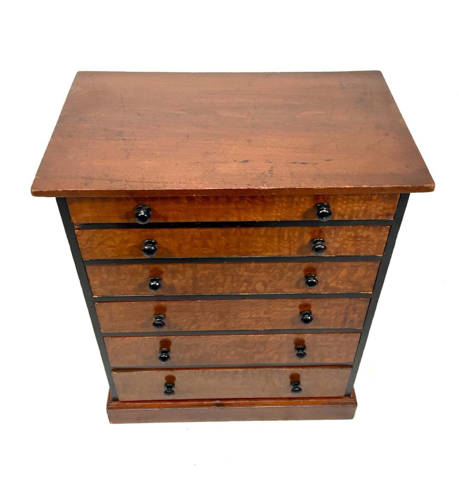 Antique Victorian Tabletop Wooden Chest Of Collectors Drawers Storage Box C.1890 photo for sale