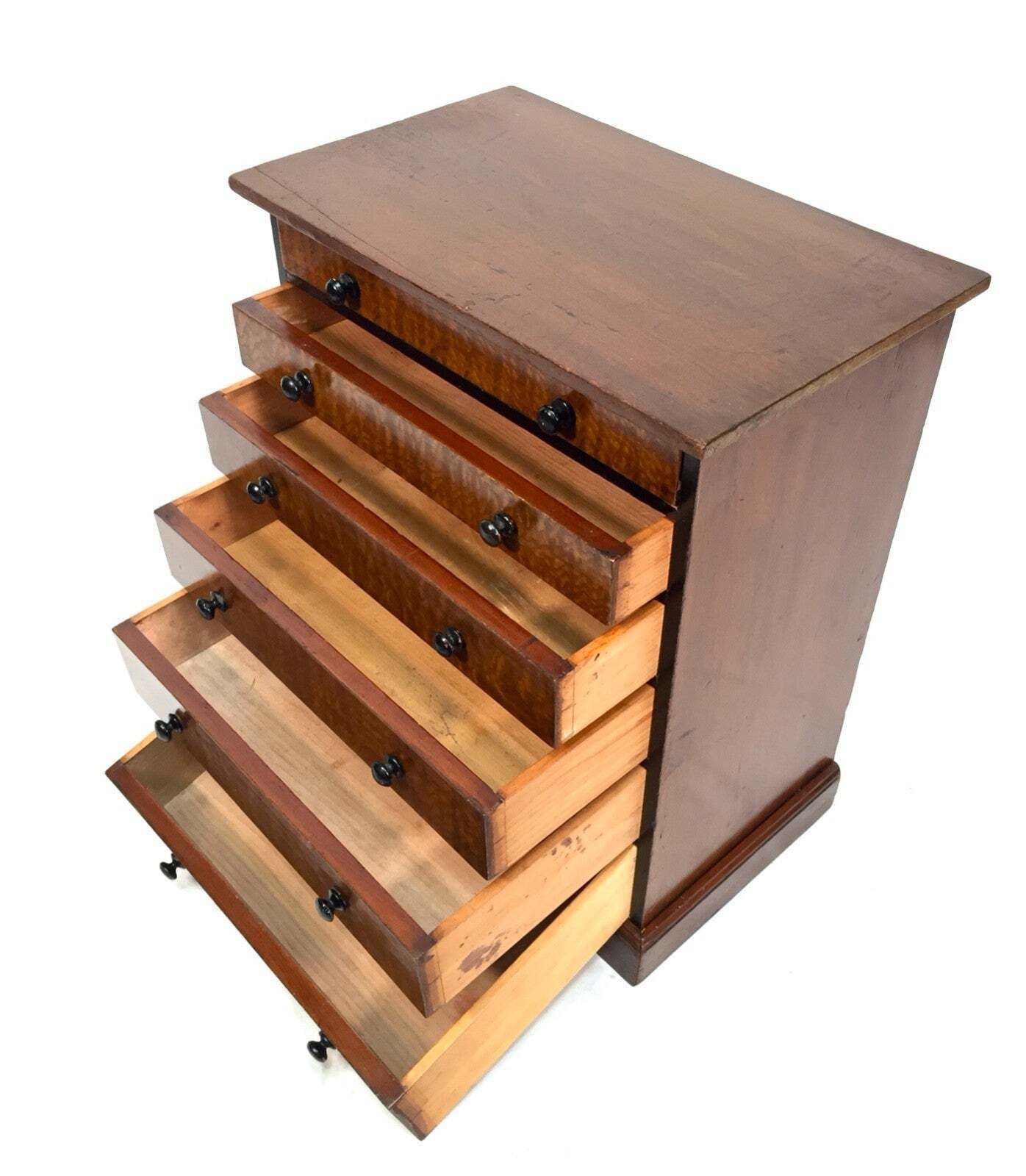 Antique Victorian Tabletop Wooden Chest Of Collectors Drawers Storage Box C.1890 photo vinterior