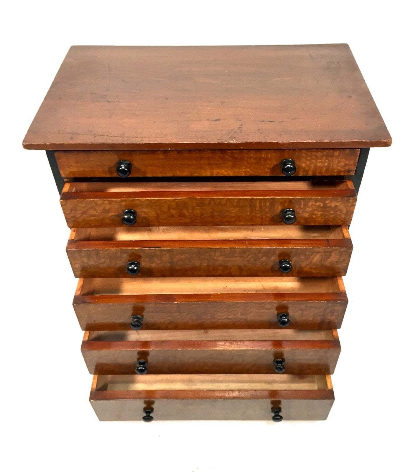 Antique Victorian Tabletop Wooden Chest Of Collectors Drawers Storage Box C.1890 photo vintage