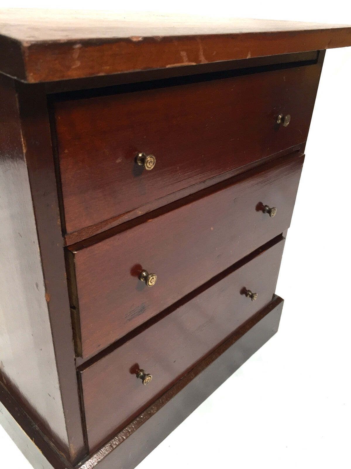 Antique Tabletop Wooden Chest Of Collectors Drawers Storage Box C.1900 photo vintage