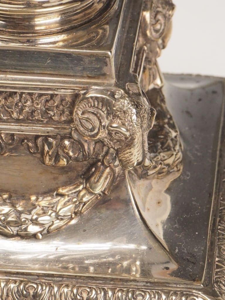 photo for sale Antique Gorham & Martin Hall Silver Plated Candle Holders – Neoclassical Lamps (C.1875–1890)