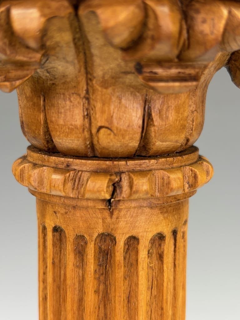 Antique Carved Oak Corinthian Column Table Lamp C.1920 – Neoclassical Revival Lighting photo buy