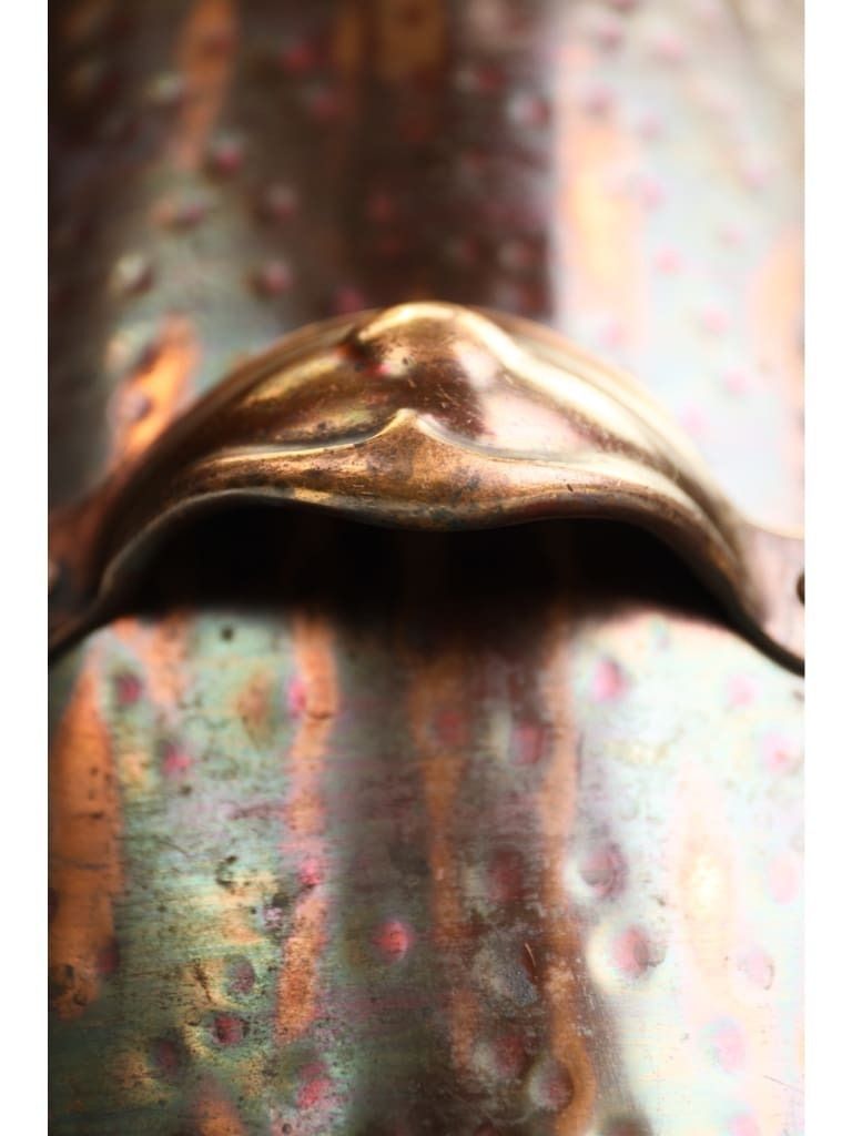 photo furniture Exceptional Arts & Crafts Movement Hammered Copper Coal Bucket (Scuttle) With Liner