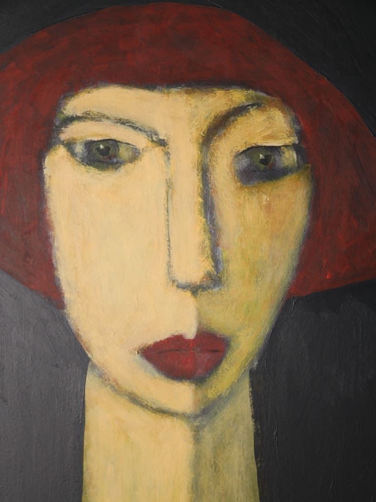 Art | Chloe — Masterful Modernist Portrait By Harry Charles Tim (Framed & Signed) photo vintage