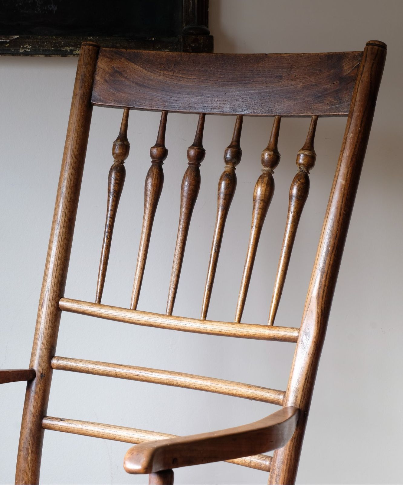 Philip Clissett Arts & Crafts Ash Rush Seat Spindle Back Armchair, Herefordshire Circa 1890 photo for sale