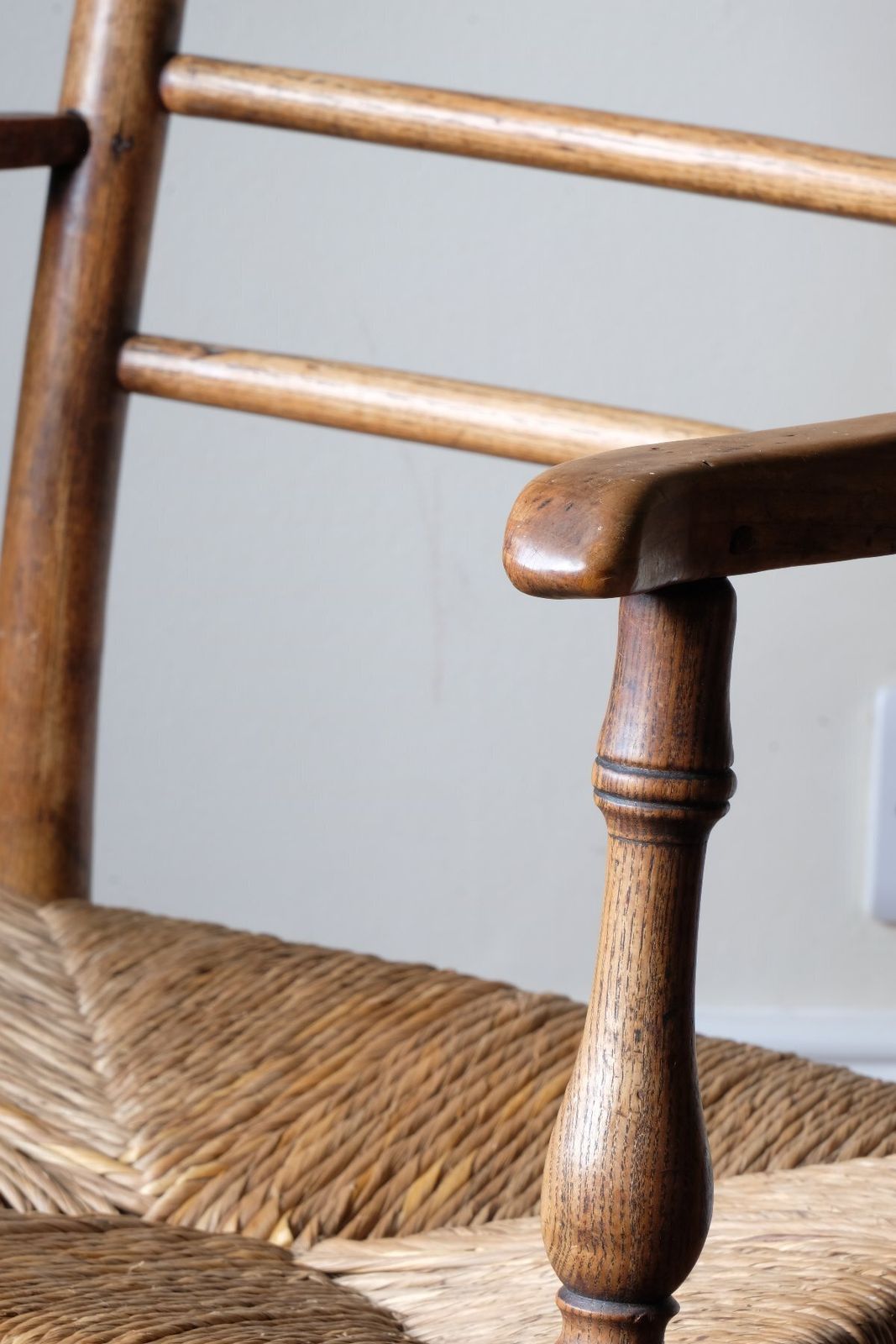 Philip Clissett Arts & Crafts Ash Rush Seat Spindle Back Armchair, Herefordshire Circa 1890 photo Furniture