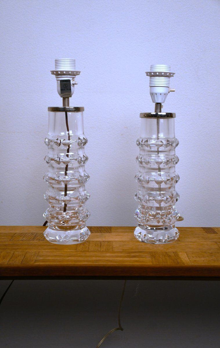 Swedish Art Glass Table Lamps By Carl Fagerlund For Orrefors, 1950s, Set Of 2 photo Lighting