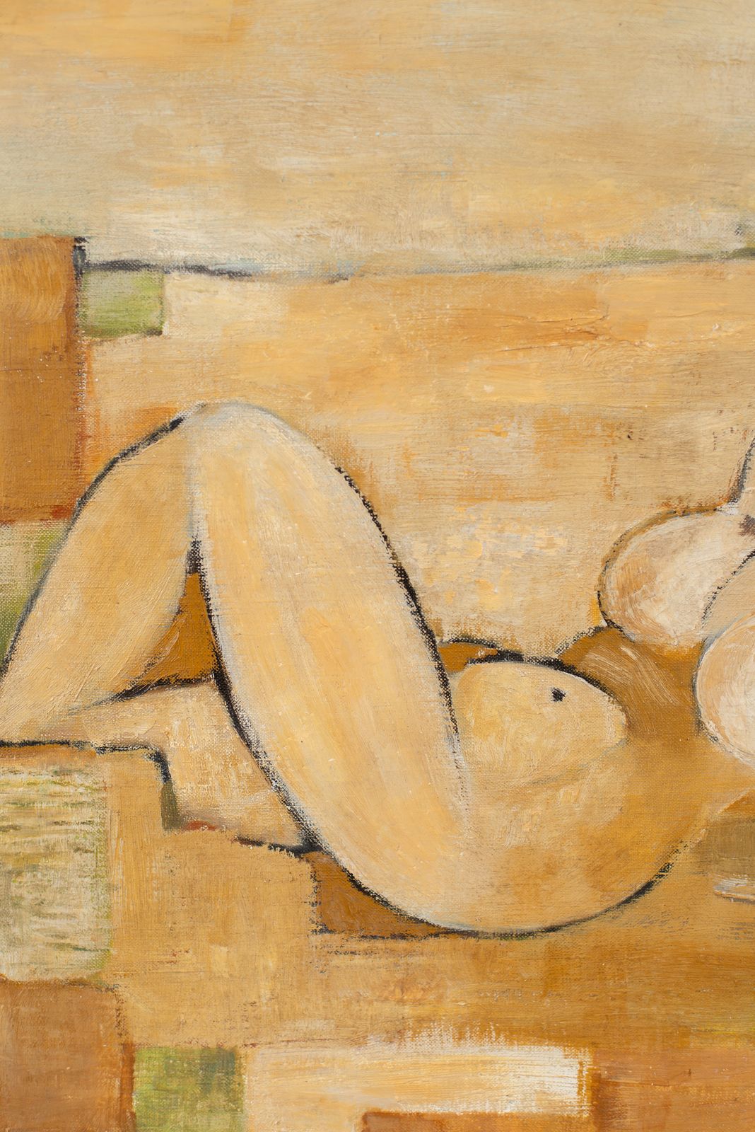 French Cubist Painting On Canvas Of A Reclining Nude, Signed 1976 photo vinterior
