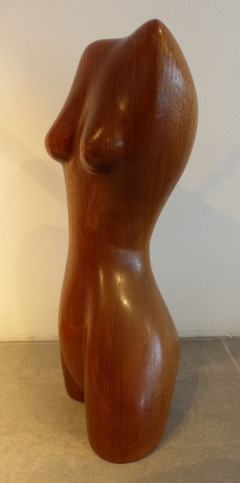 Mid Century Teak Stylised Female Torso Form Hand Carved Figure Wooden Sculpture photo furniture