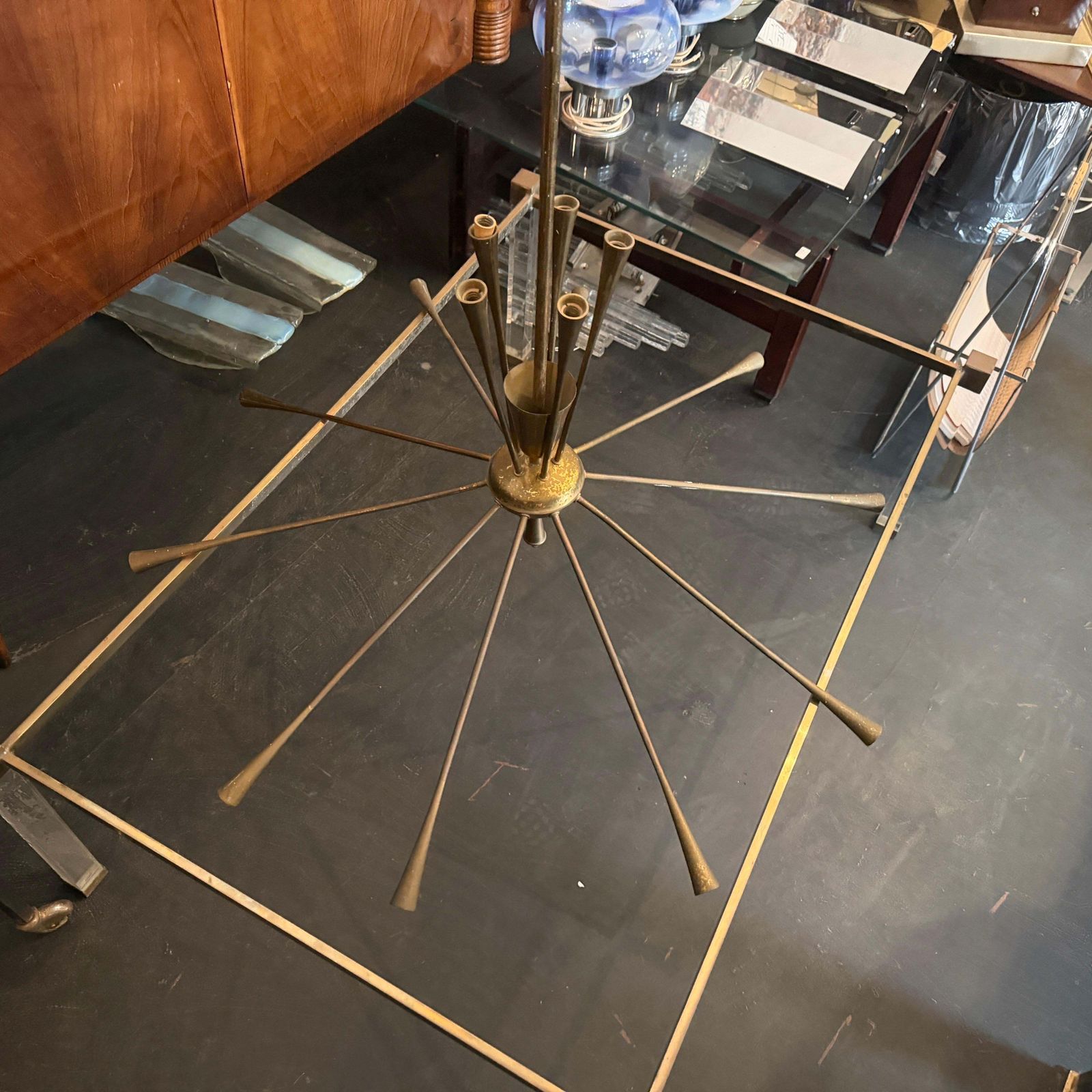 photo furniture 1950s Mid Century Modern Huge Sputnik Chandelier By Oscar Torlasco For Lumi