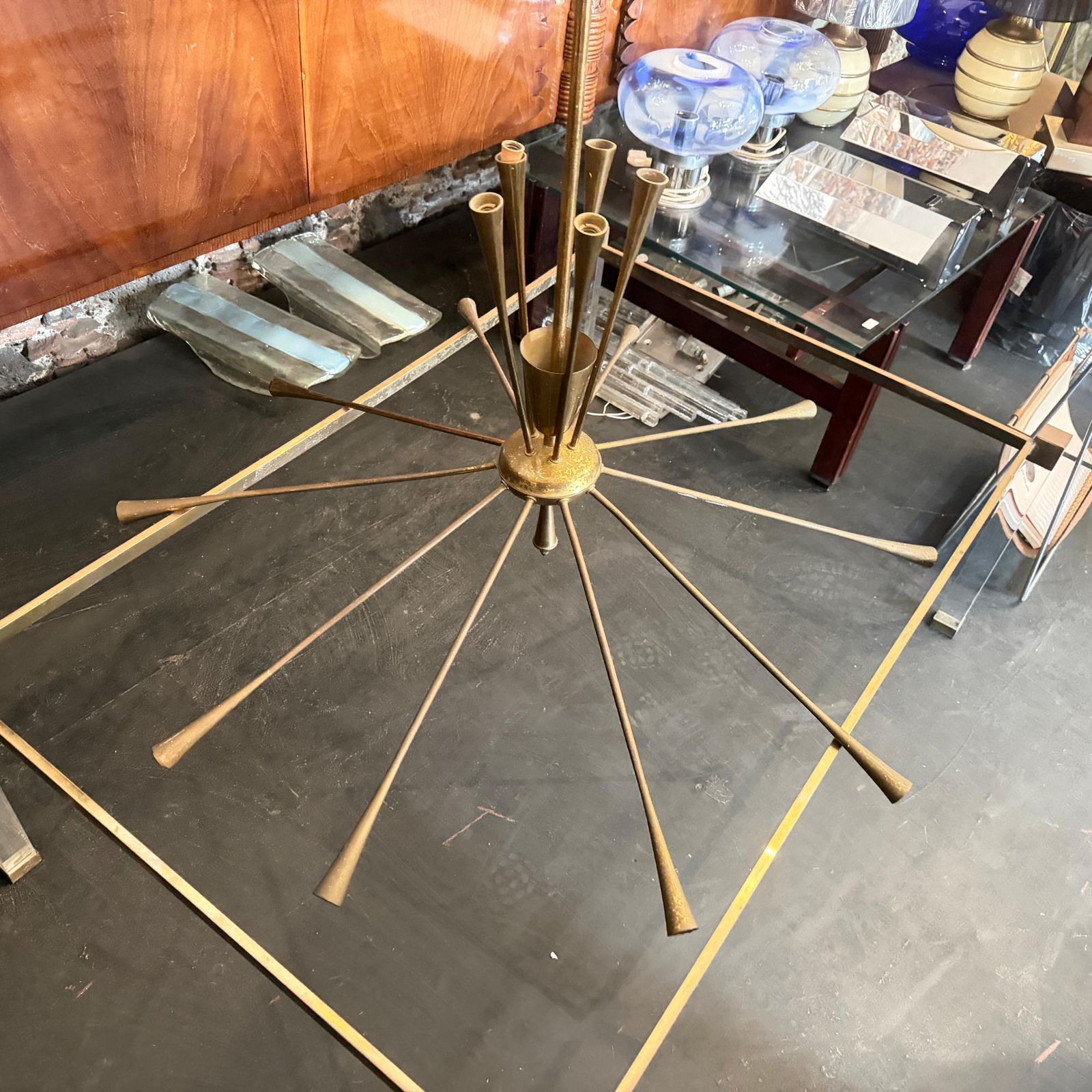 photo for sale 1950s Mid Century Modern Huge Sputnik Chandelier By Oscar Torlasco For Lumi