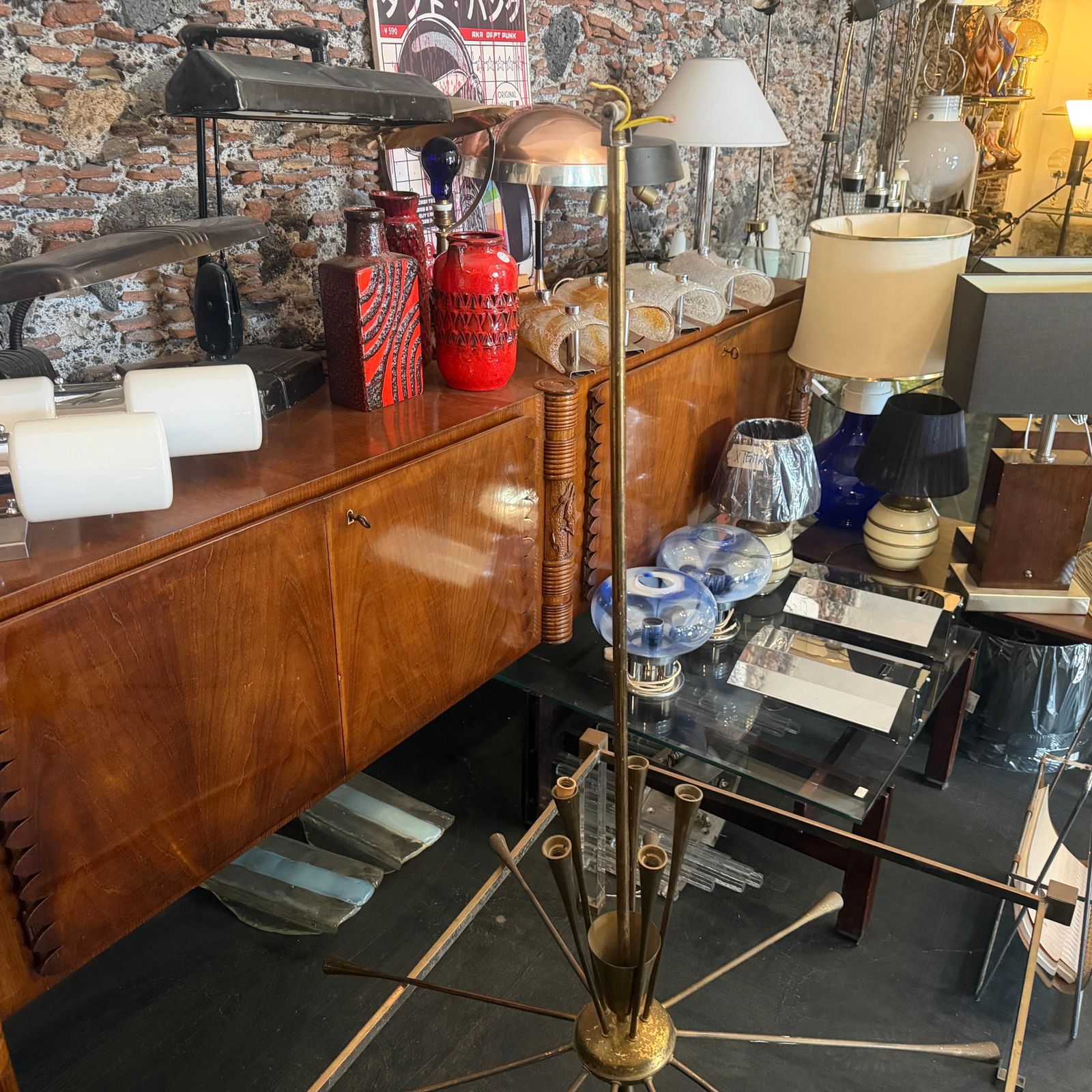 Lighting 1950s Mid Century Modern Huge Sputnik Chandelier By Oscar Torlasco For Lumi photo