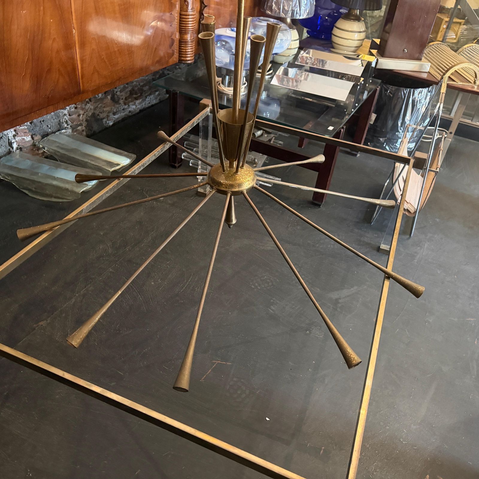photo vintage 1950s Mid Century Modern Huge Sputnik Chandelier By Oscar Torlasco For Lumi