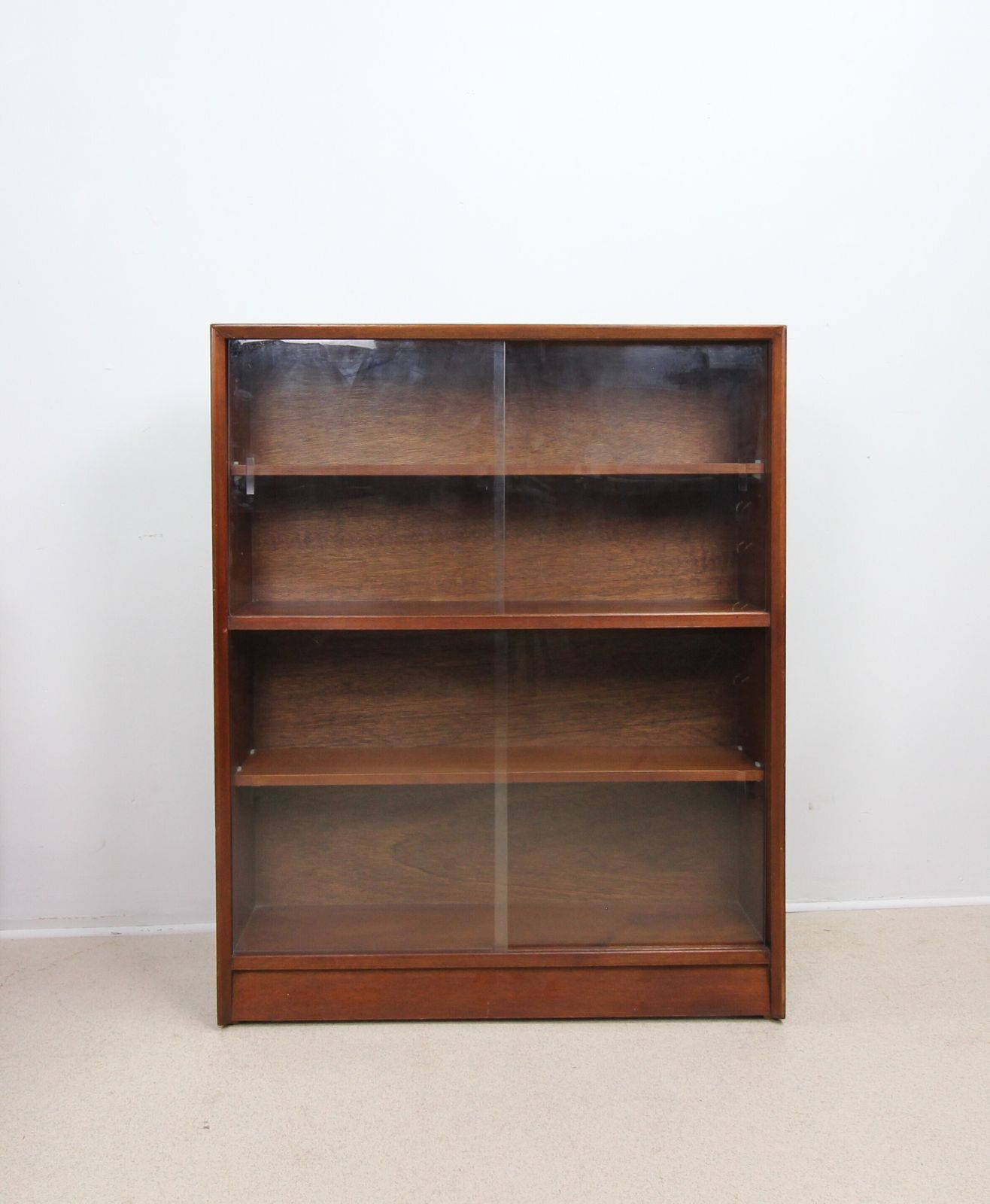 Vintage Teak Sliding Glass Door Bookcase By Herbert E Gibbs photo furniture