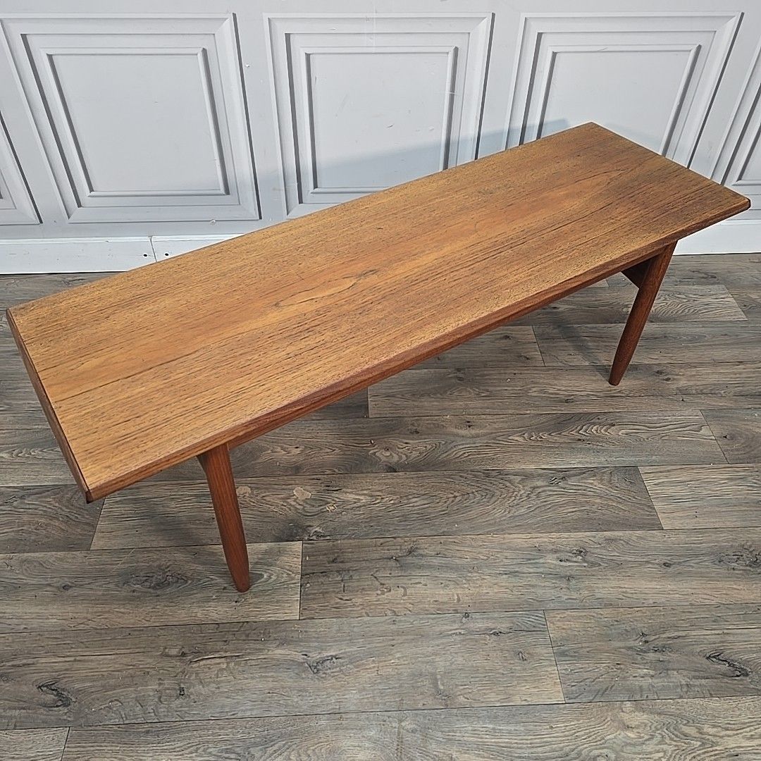 Vintage Teak Coffee Table Mid Century Modern Danish Inspired Retro Mcm Wooden photo for sale