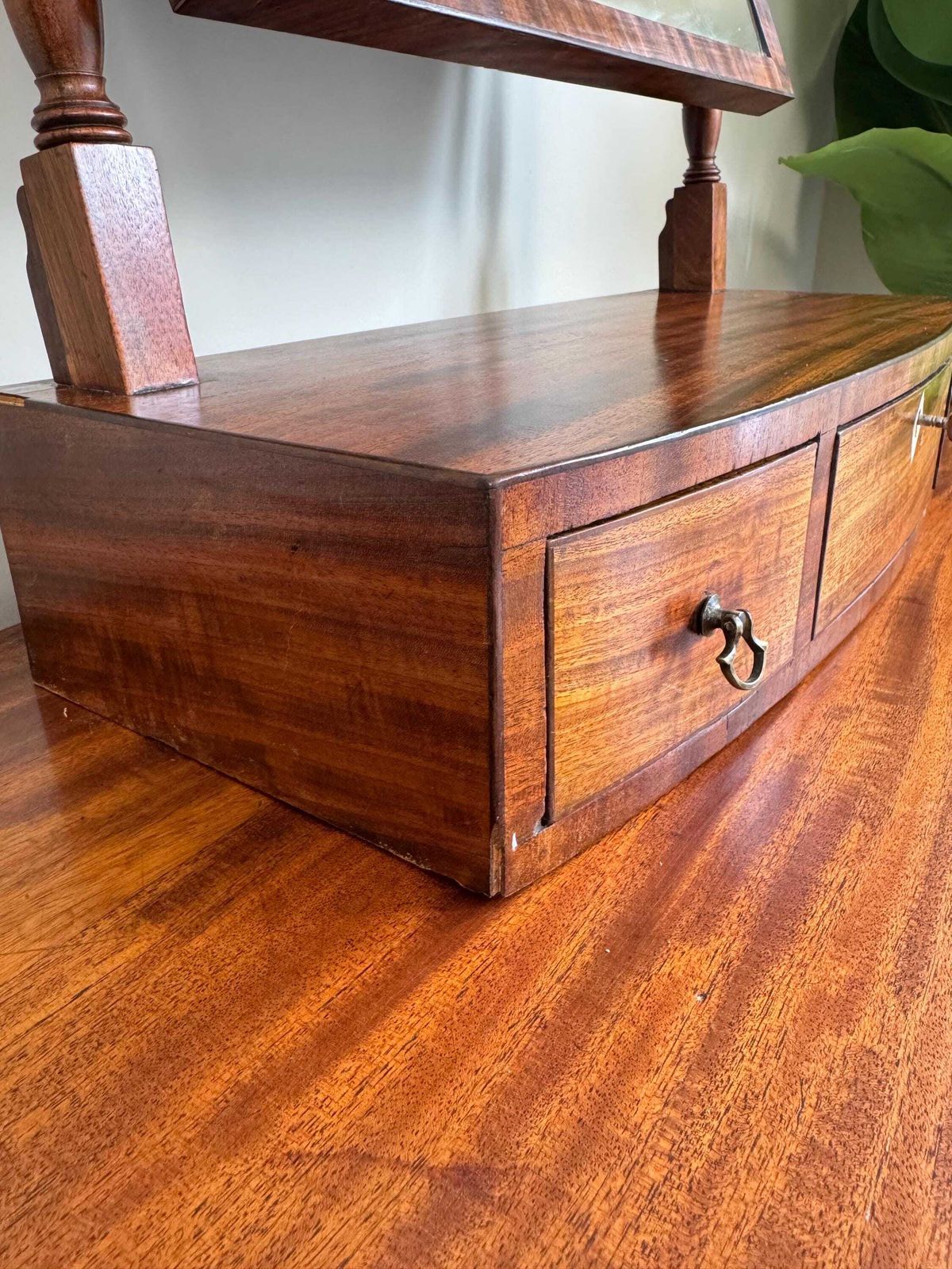 Antique Vintage Vanity Dressing Table Desk Swing Table Top Mirror Wooden With Storage Jewellery Dark Wood photo 250.0