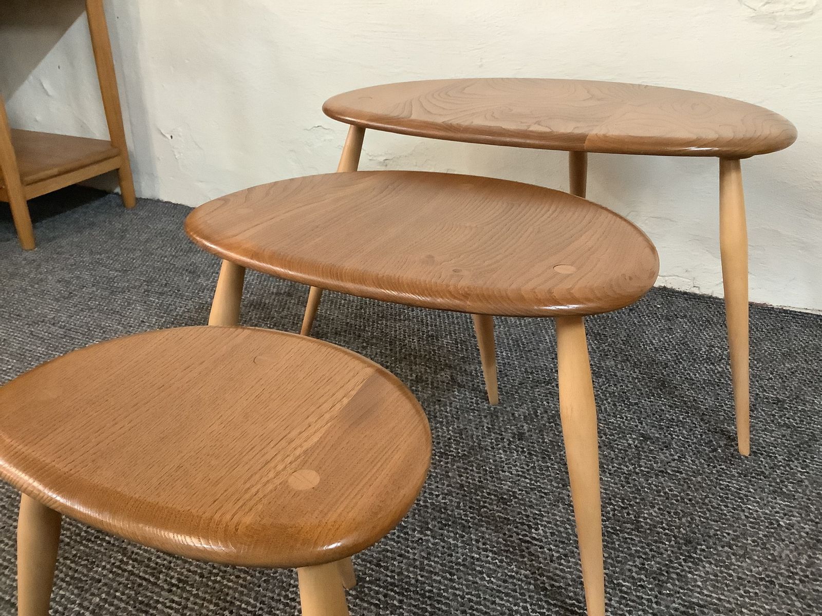 Ercol Windsor Nest Of Pebble Tables. photo vintage