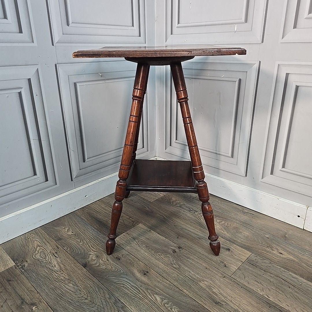 Antique Occasional Side Table Wooden Oak Square Lamp End Hall Arts & Crafts photo Furniture