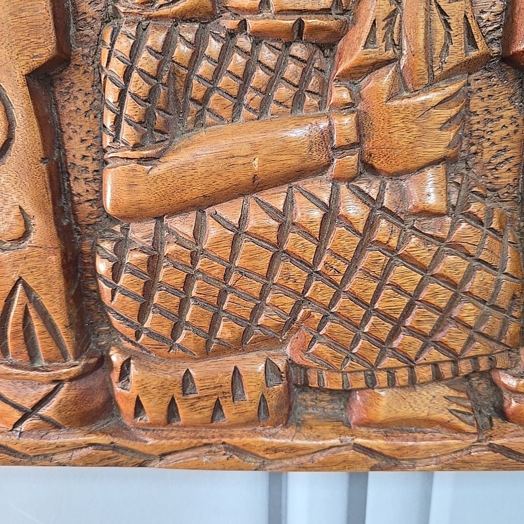 photo furniture Vintage Carved Wall Panel African Tribal Style Relief Wooden Decorative
