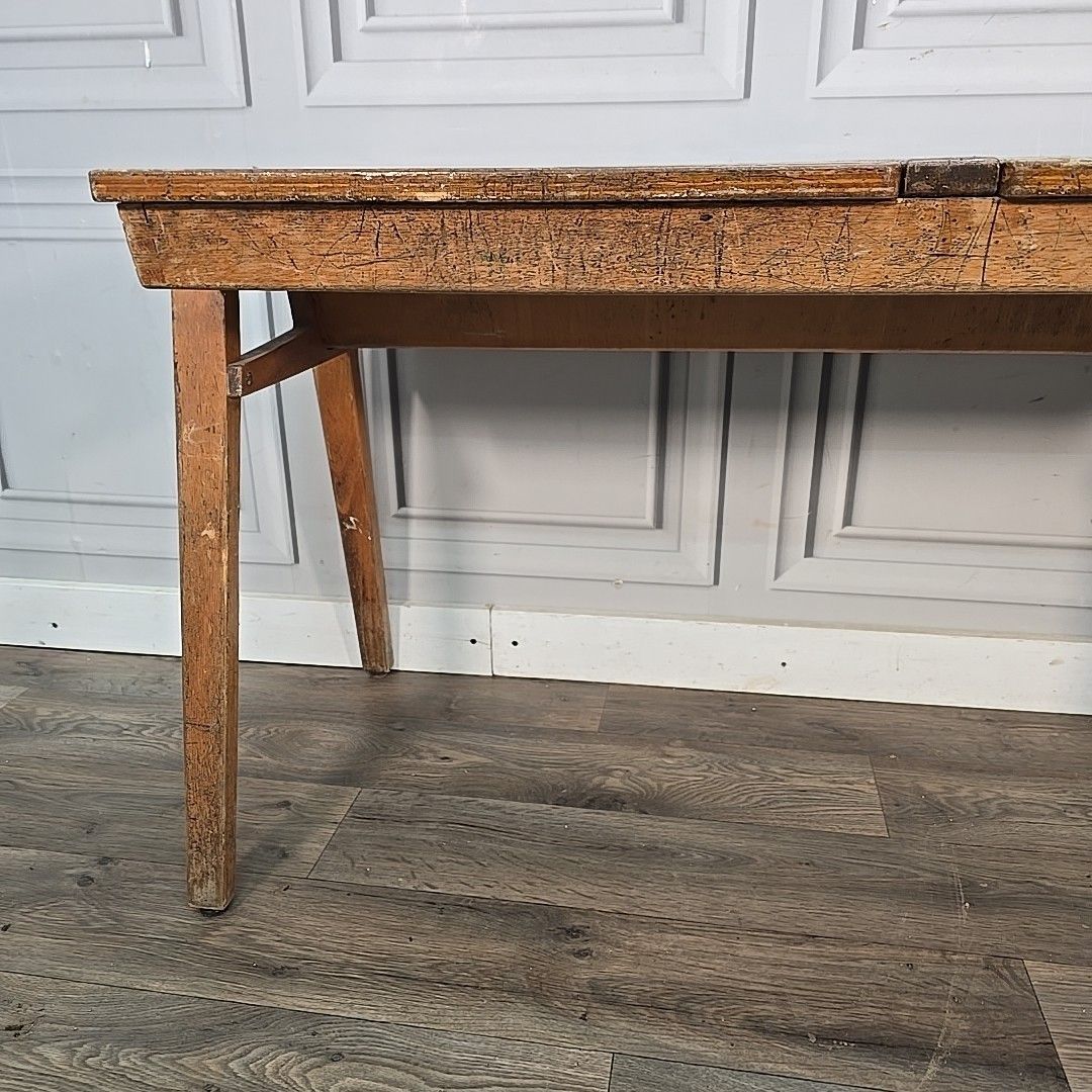 photo furniture Vintage Double School Desk Wooden Child's Writing Table Storage Retro Mcm