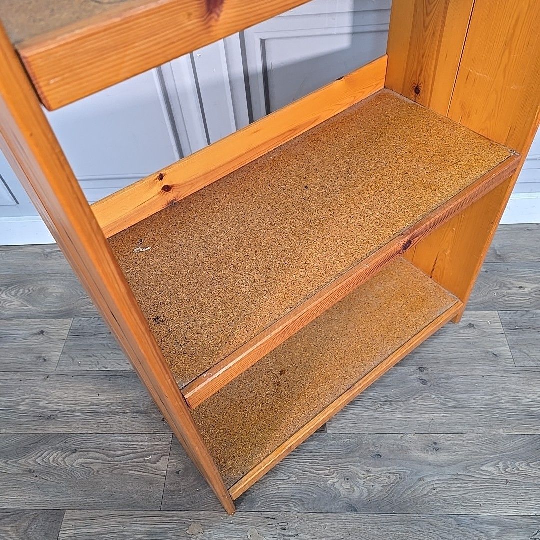 Vintage Pine Bookcase Shelving Unit Kitchen Storage Shelf Rack Retro Wooden photo vinterior
