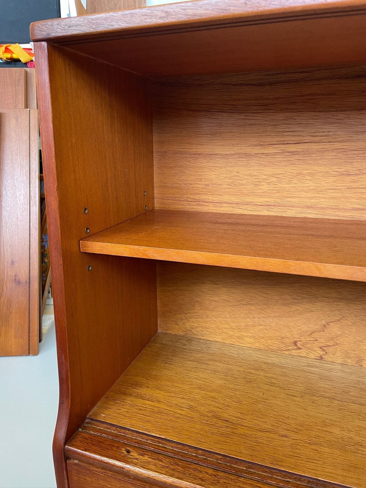 photo furniture Vintage Jentique Mid Century Bookcase Display Cabinet Glass Doors And Drawers