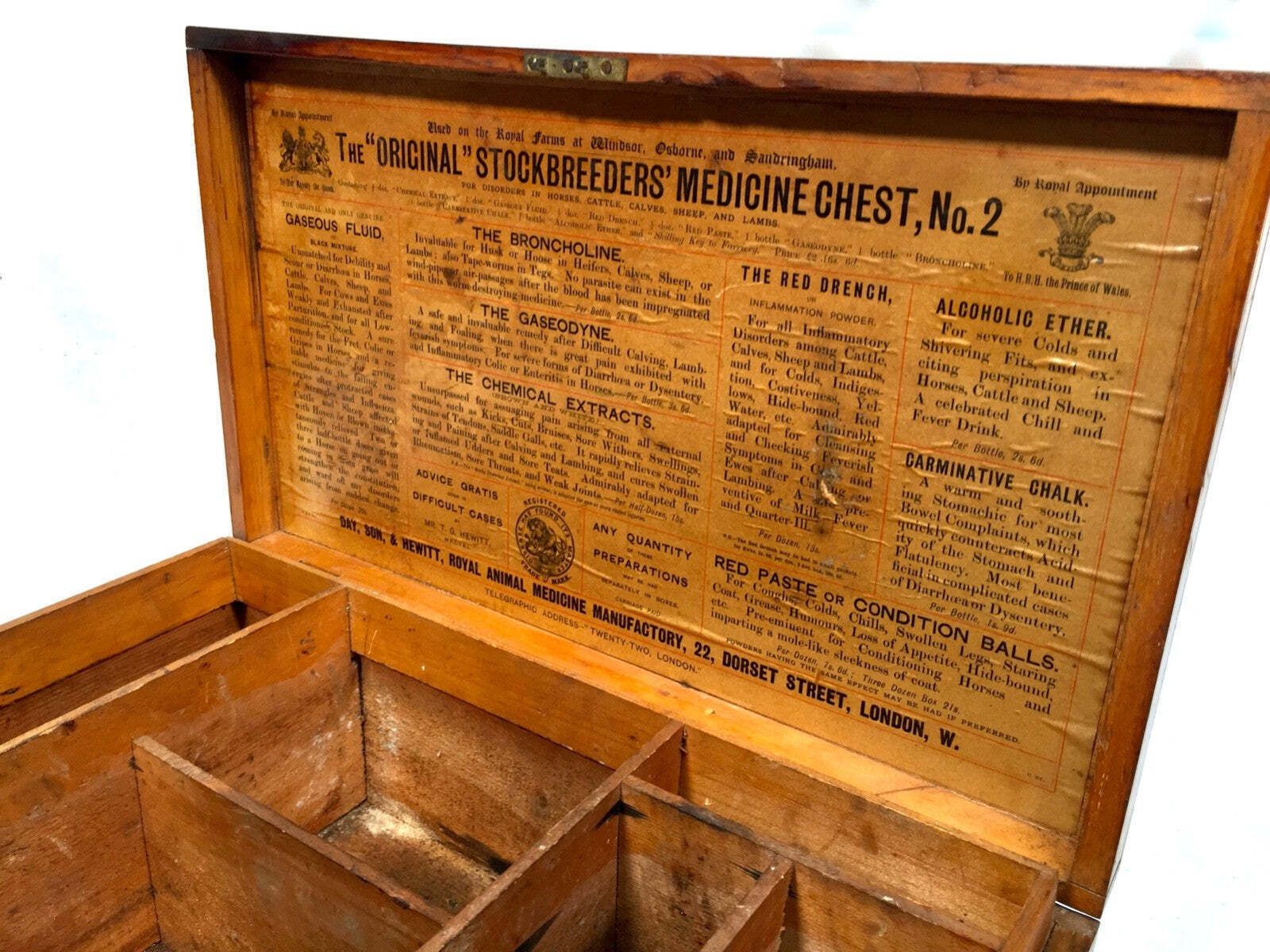 Home Decor Antique Victorian Veterinary Vets Medicine Chest For Livestock Day Son & Hewitt photo