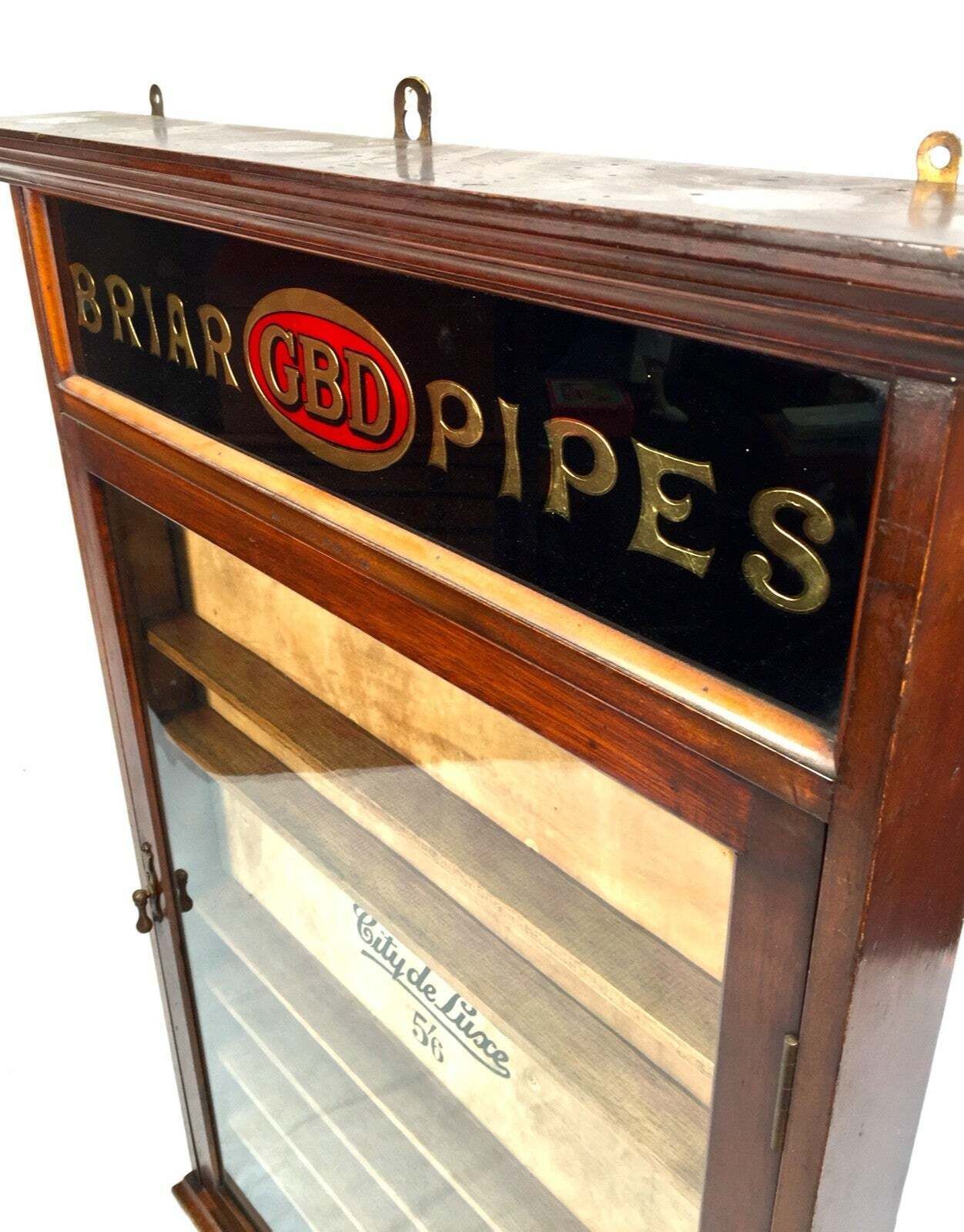 Wooden & Glass Fronted Display Cabinet For Briar Gbd Pipes photo Furniture