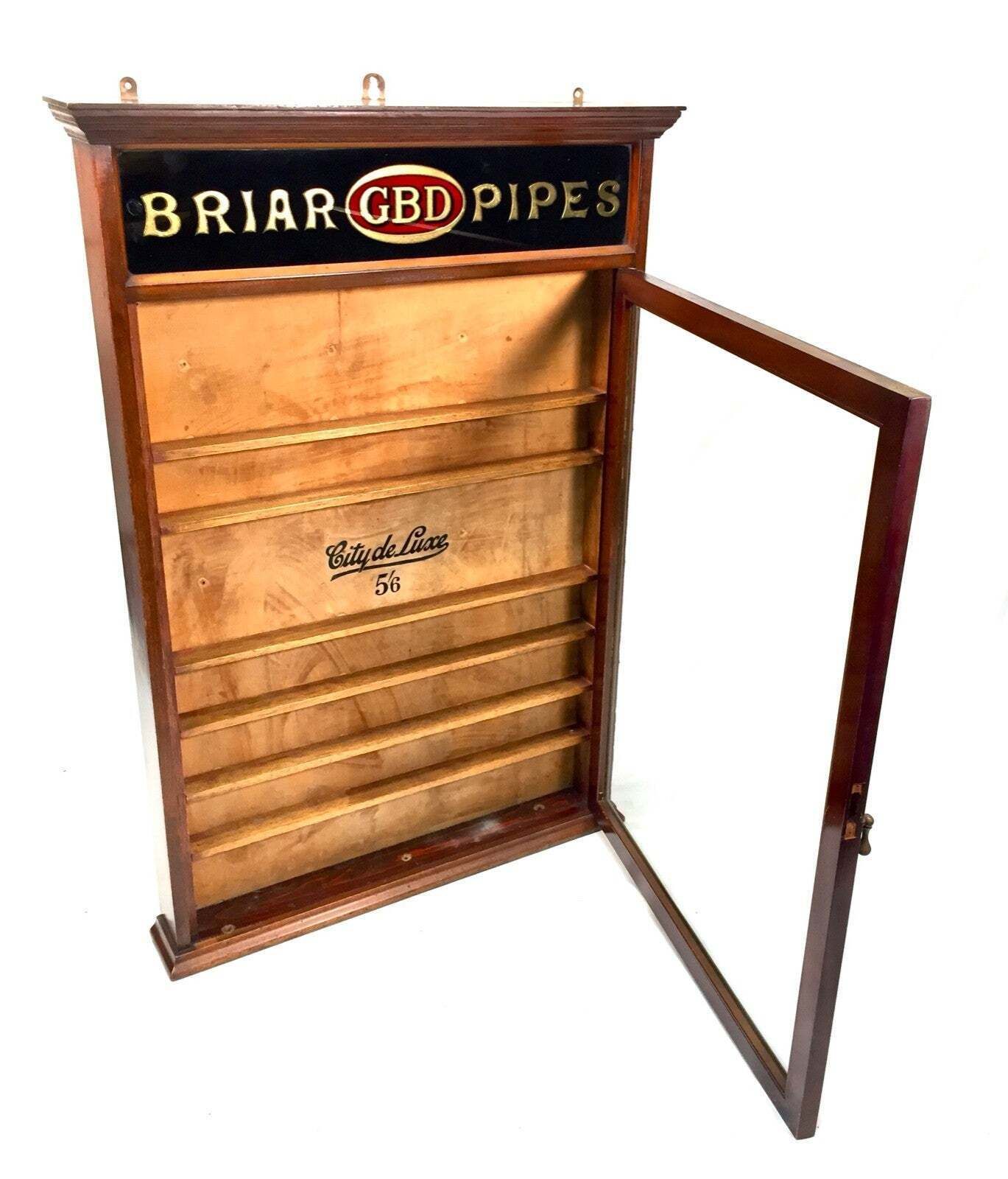 Furniture Wooden & Glass Fronted Display Cabinet For Briar Gbd Pipes photo