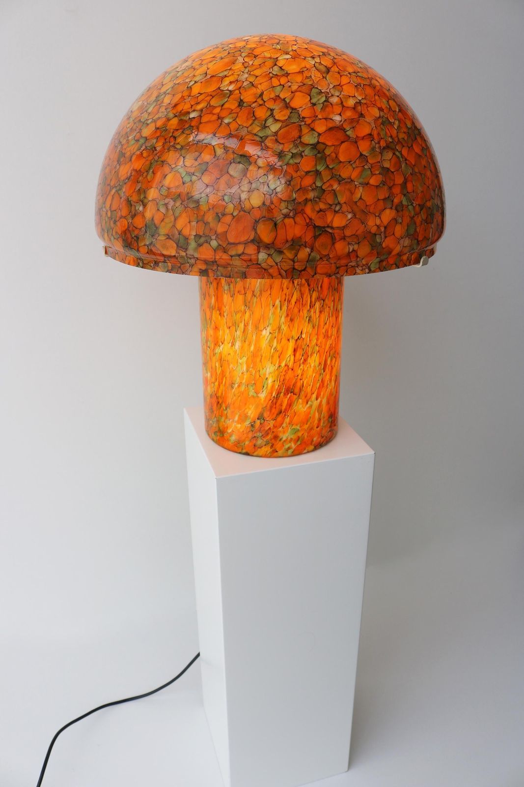 Vintage Peill & Putzler Mushroom Lamp 1970s Large Orange Art Glass Table Lamp Mid Century Modern Germany photo Lighting