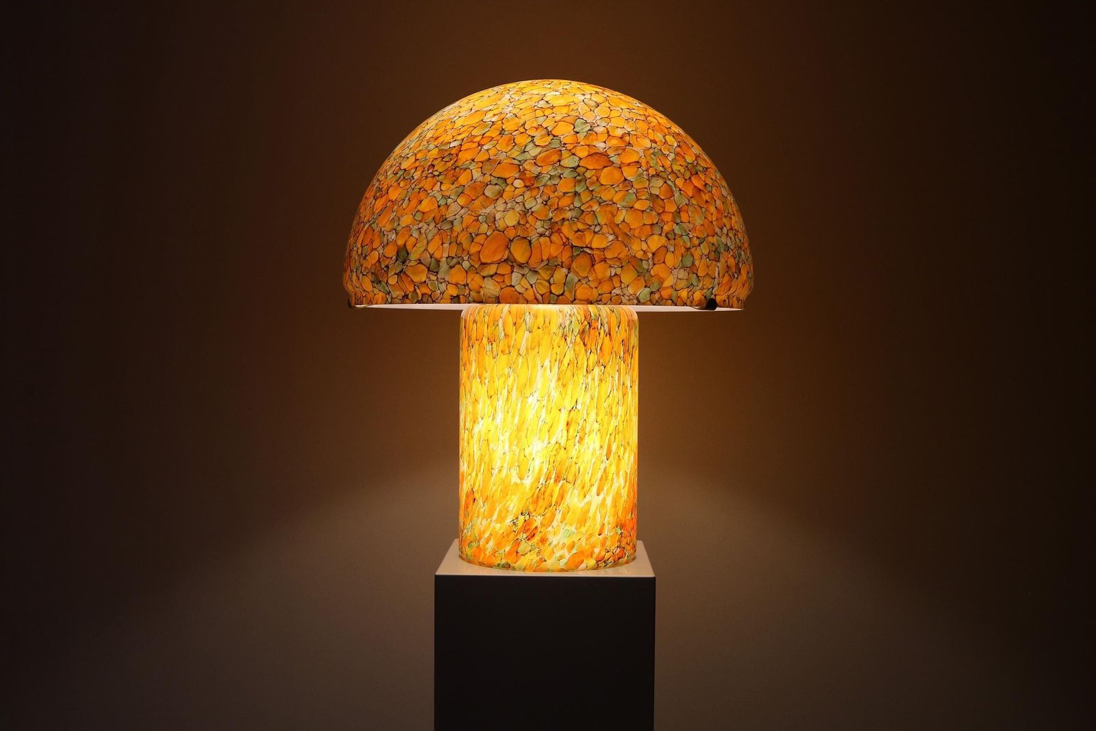 Vintage Peill & Putzler Paddenstoellamp, Jaren 1970 – Grote Oranje Kunstglazen Tafellamp, Mid Century Modern, Duitsland photo buy