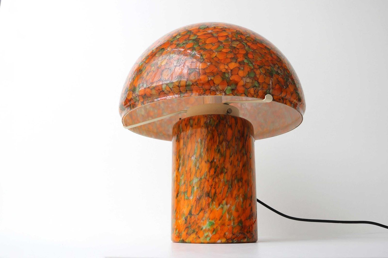 Vintage Peill & Putzler Mushroom Lamp 1970s Large Orange Art Glass Table Lamp Mid Century Modern Germany photo vintage