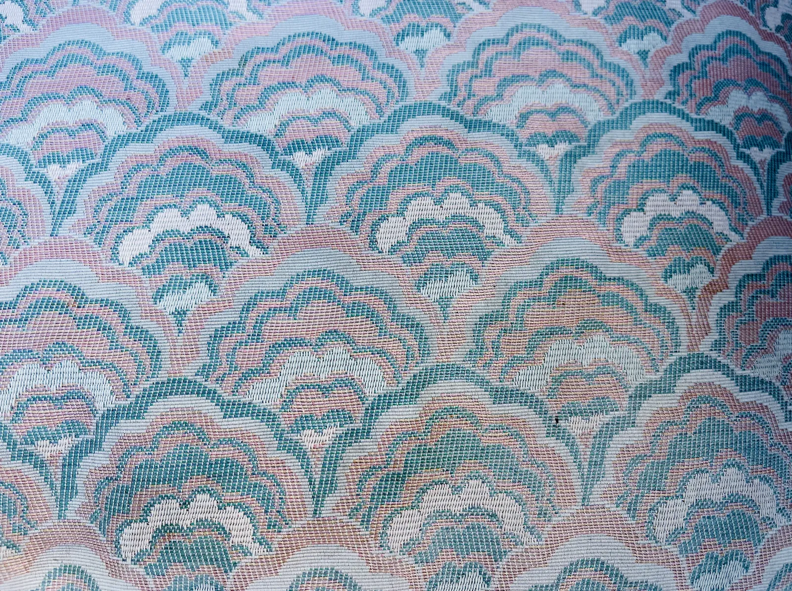 photo for sale Stunning Vintage Hollywood Revival Scalloped Armchair In Pink And Blue