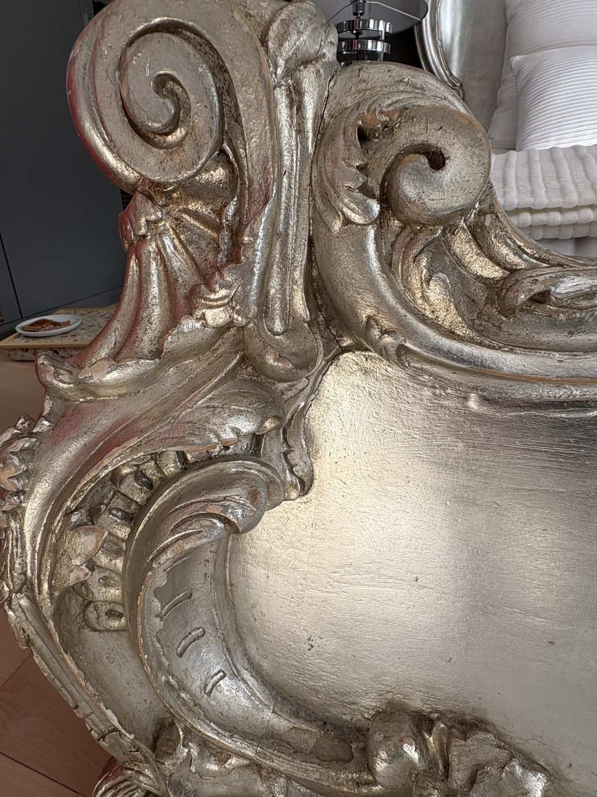 Liberty London Rococo Silver Leaf King Bed – Cherub Style” photo for sale