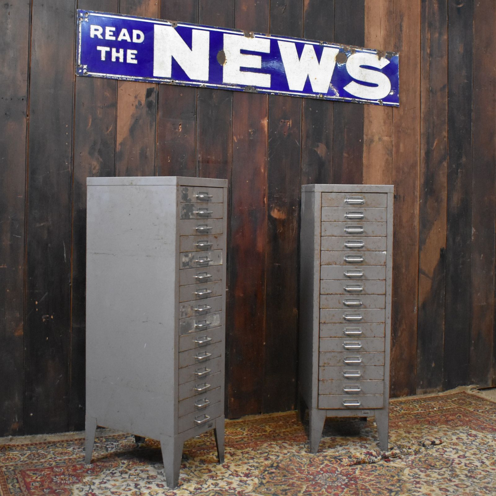 Antique 1930s Salvaged 'Read The News' Newspaper Shop Advertising Enamel Sign photo vintage