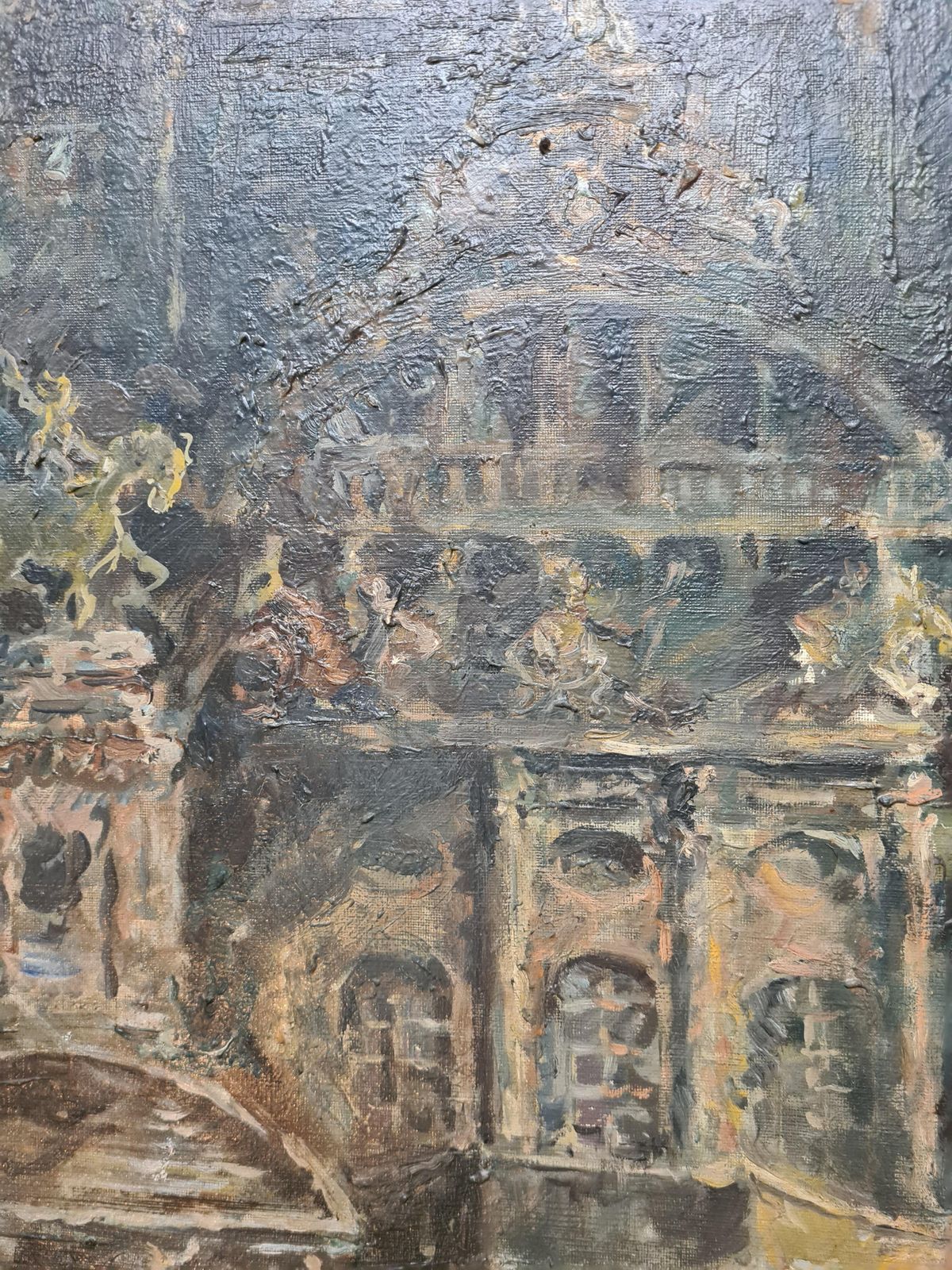 Baroque Buildings Oil Painting On Canvas, Late 20th Century, By Alain Menghini 94x75 Cm photo 2027.0