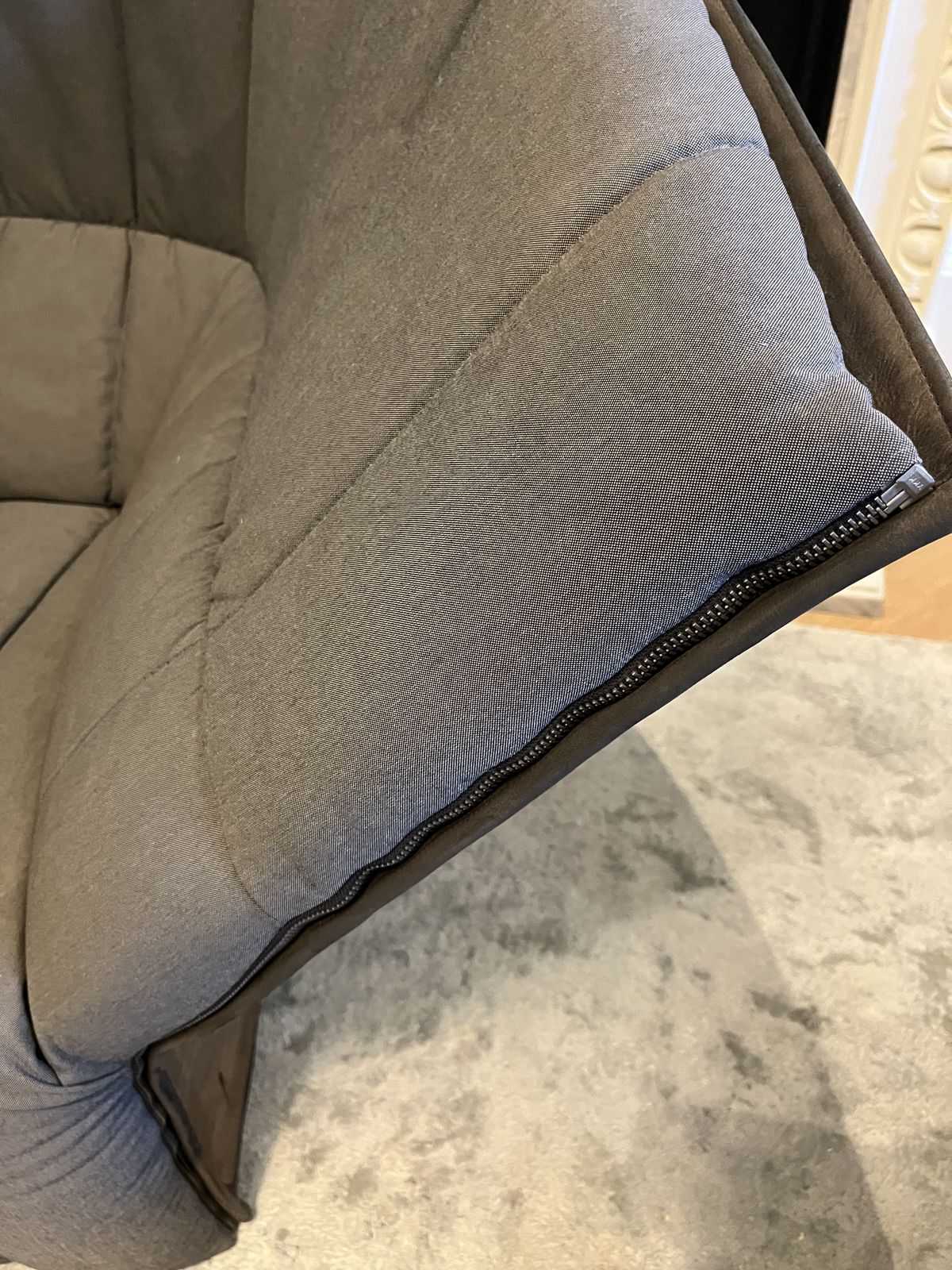 Ligne Roset Moël Armchair By Inga Sempé – Grey Fabric & Leather With 2 Cushions photo vintage