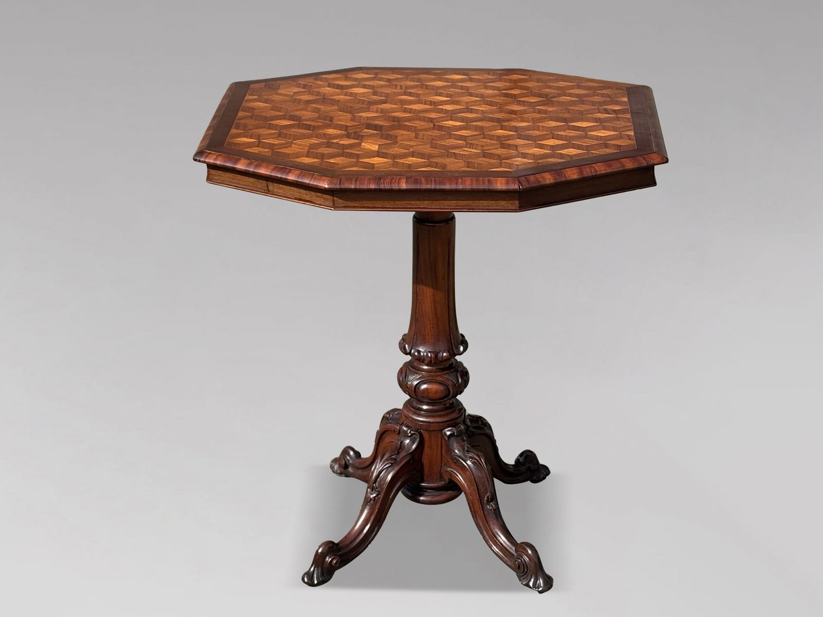 19th Century Victorian Period Walnut Parquetry Tilt Top Occasional Table