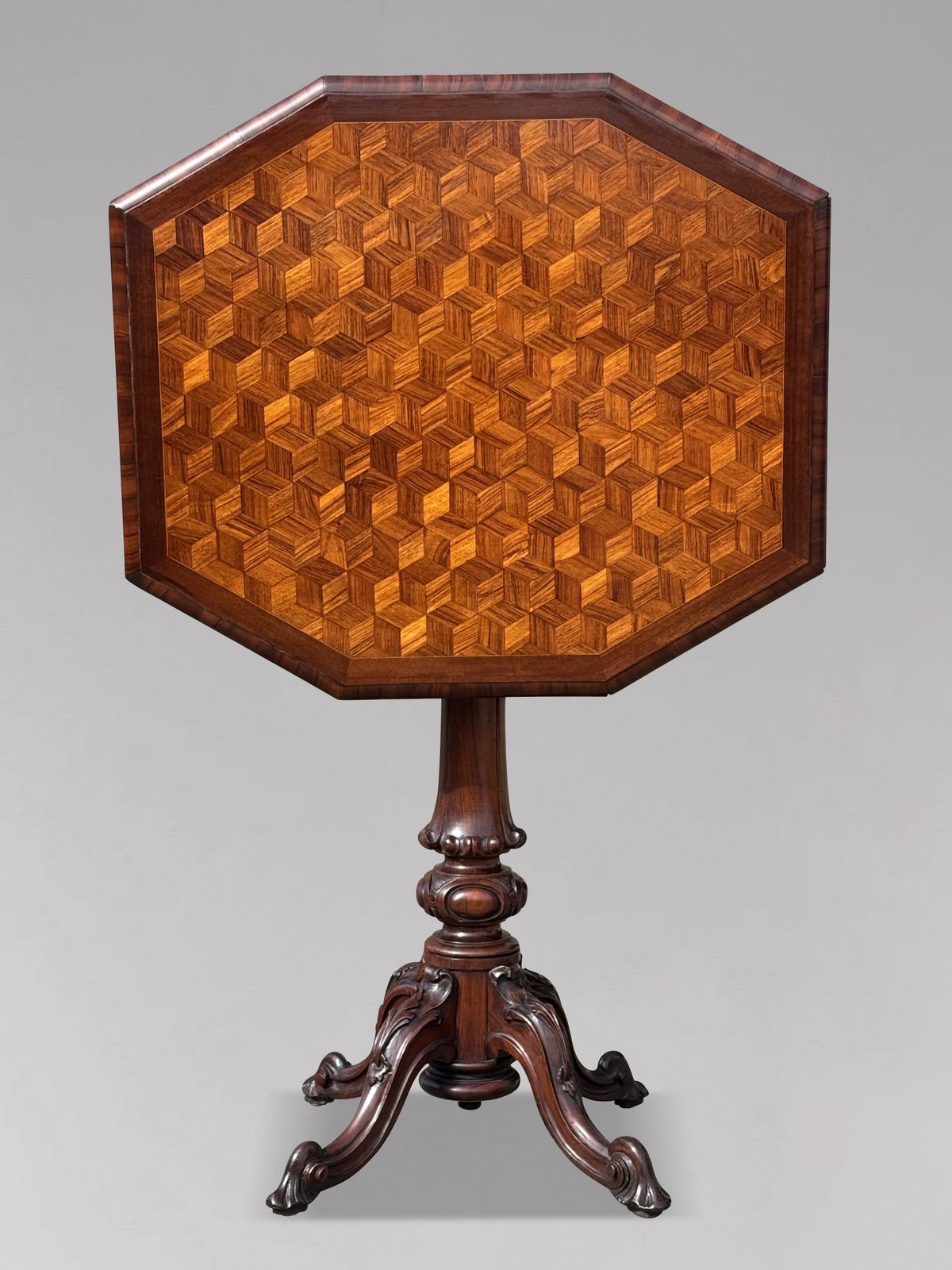19th Century Victorian Period Walnut Parquetry Tilt Top Occasional Table photo furniture