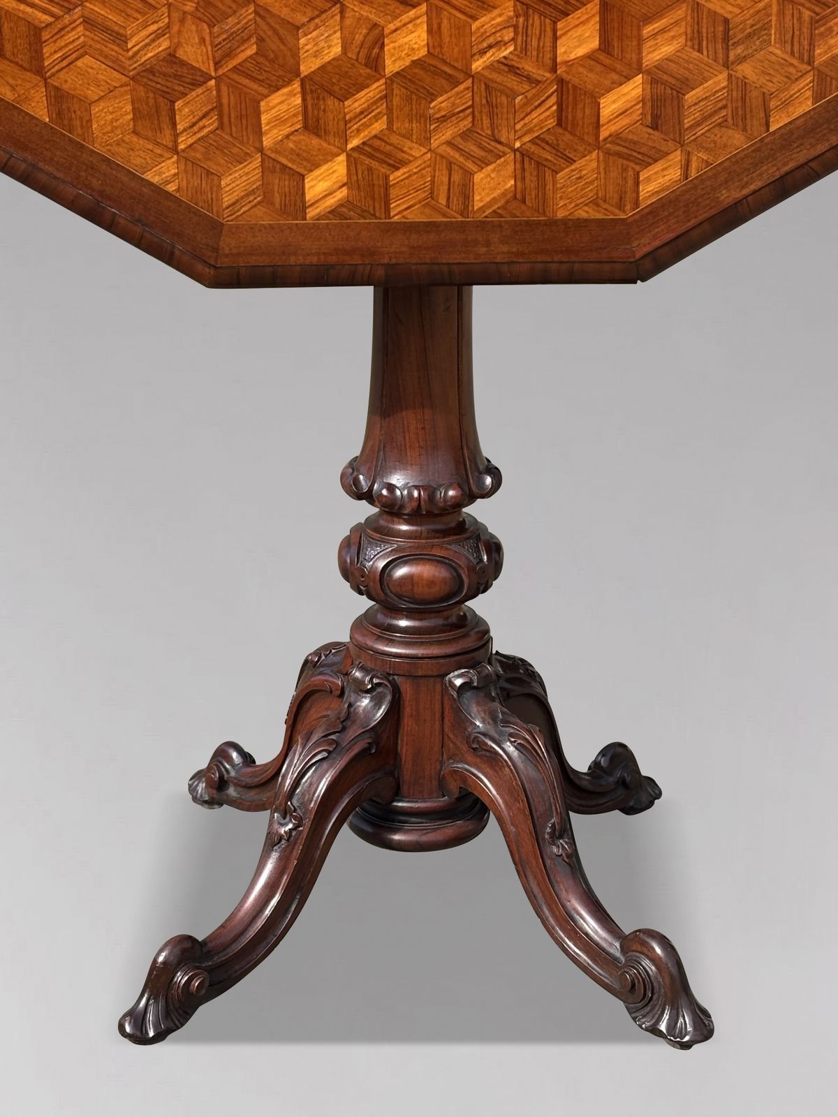 19th Century Victorian Period Walnut Parquetry Tilt Top Occasional Table photo Furniture