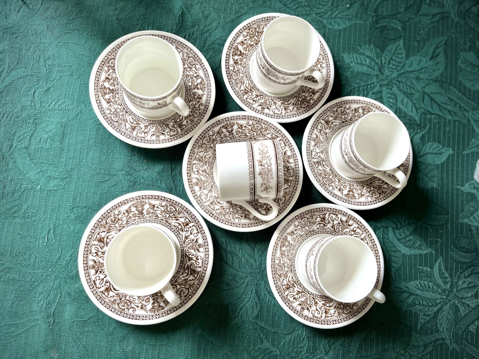 Mid Century Royal Doulton Steelite Anthemion Coffee Set X 6