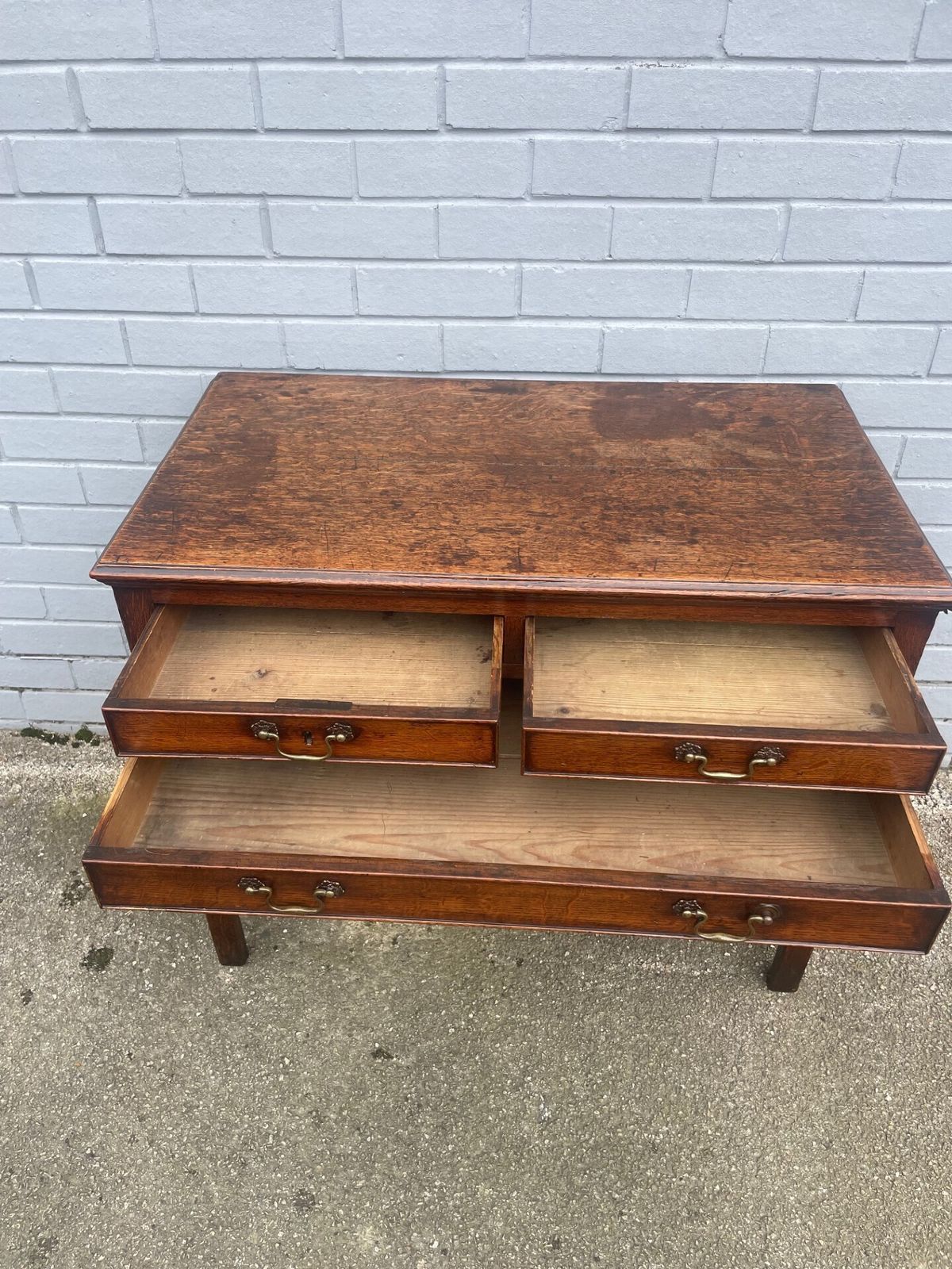 Antique Geo III Oak Side Table Lowboy photo vinterior