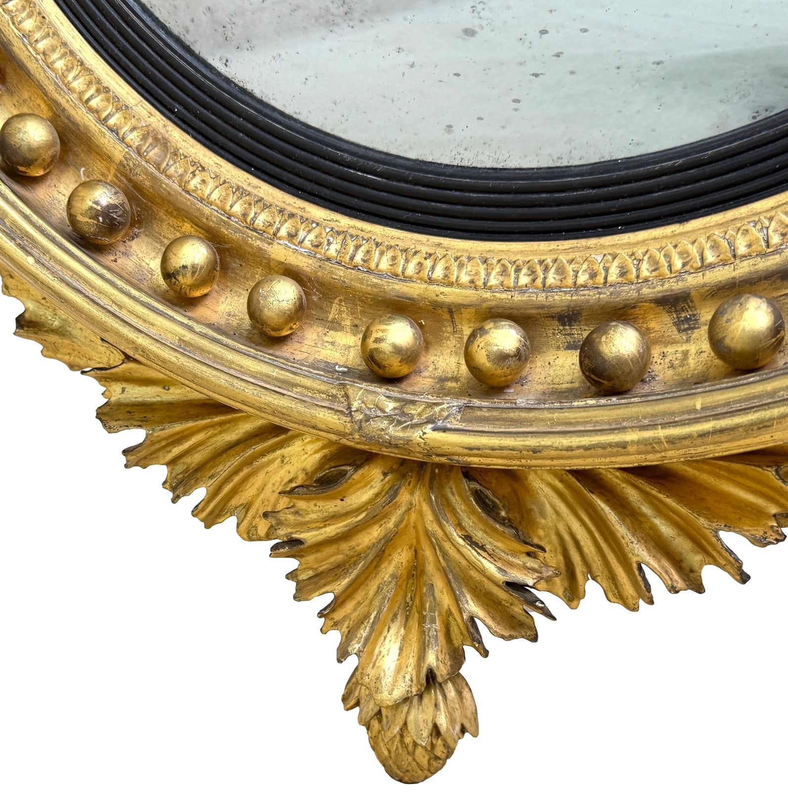 Large 19th Century Regency Giltwood Convex Mirror (England, Circa 1810) photo vintage
