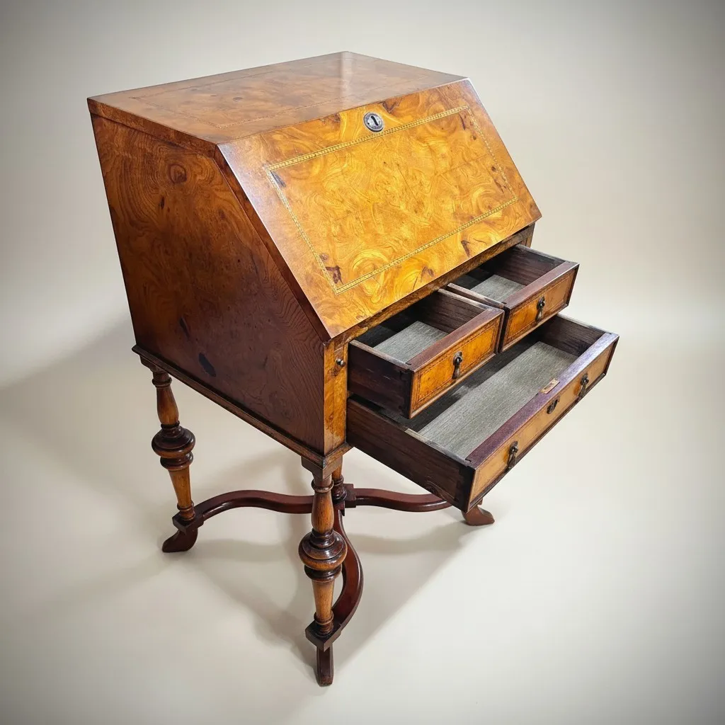 Victorian Burr Walnut Davenport Desk photo furniture