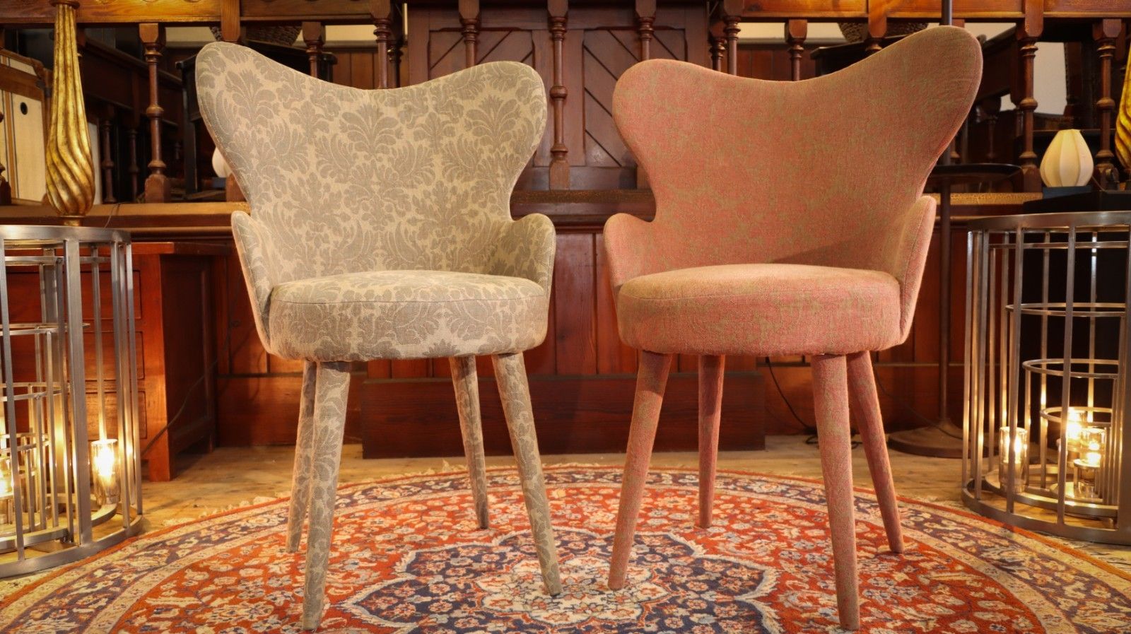 Furniture Superb Pair La Fibule Paris Kay Armchairs In Gorgeous Baroque Patterend Fabric🚚 photo