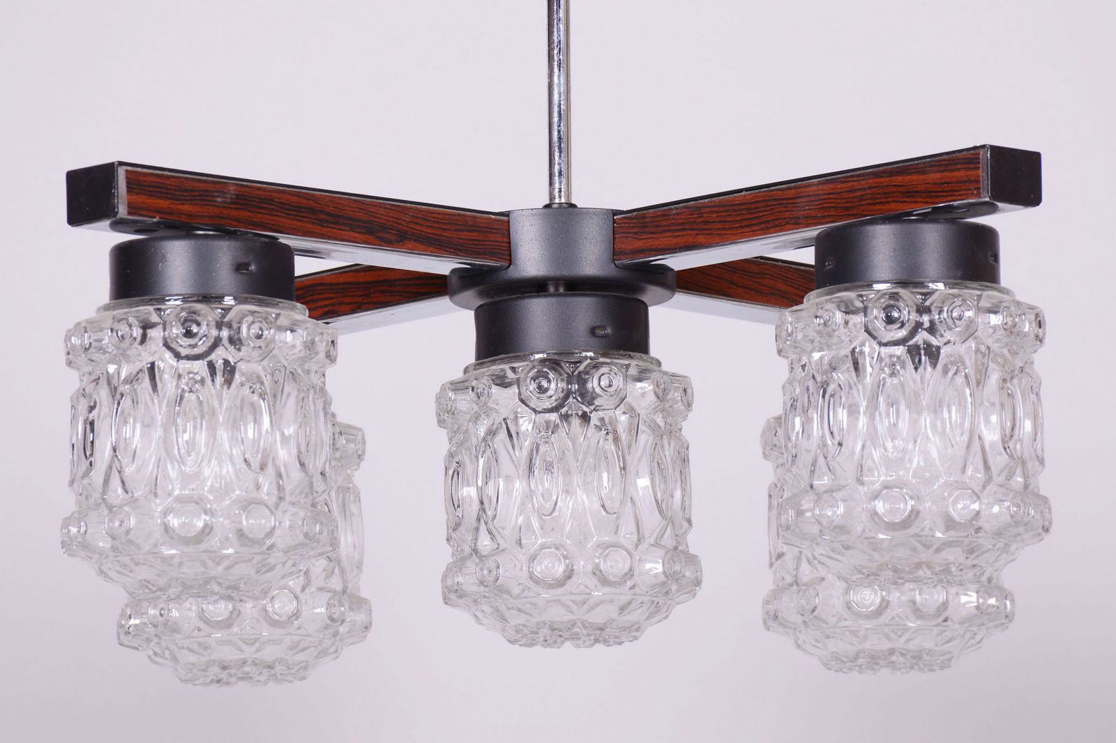 Restored Mid Century Chandelier, By Kamenický šenov, Chrome, Glass, Czech, 1960s photo furniture