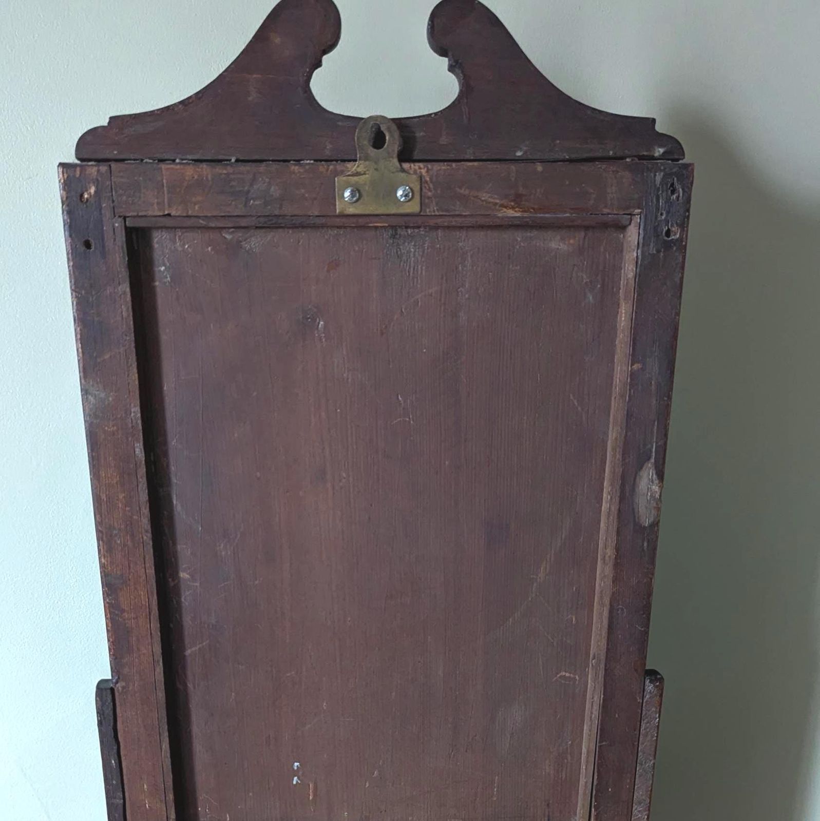 An Antique English Oak Wall Mirror With Shelf And Hanging Rail Bathroom Mirror C1900. photo vintage