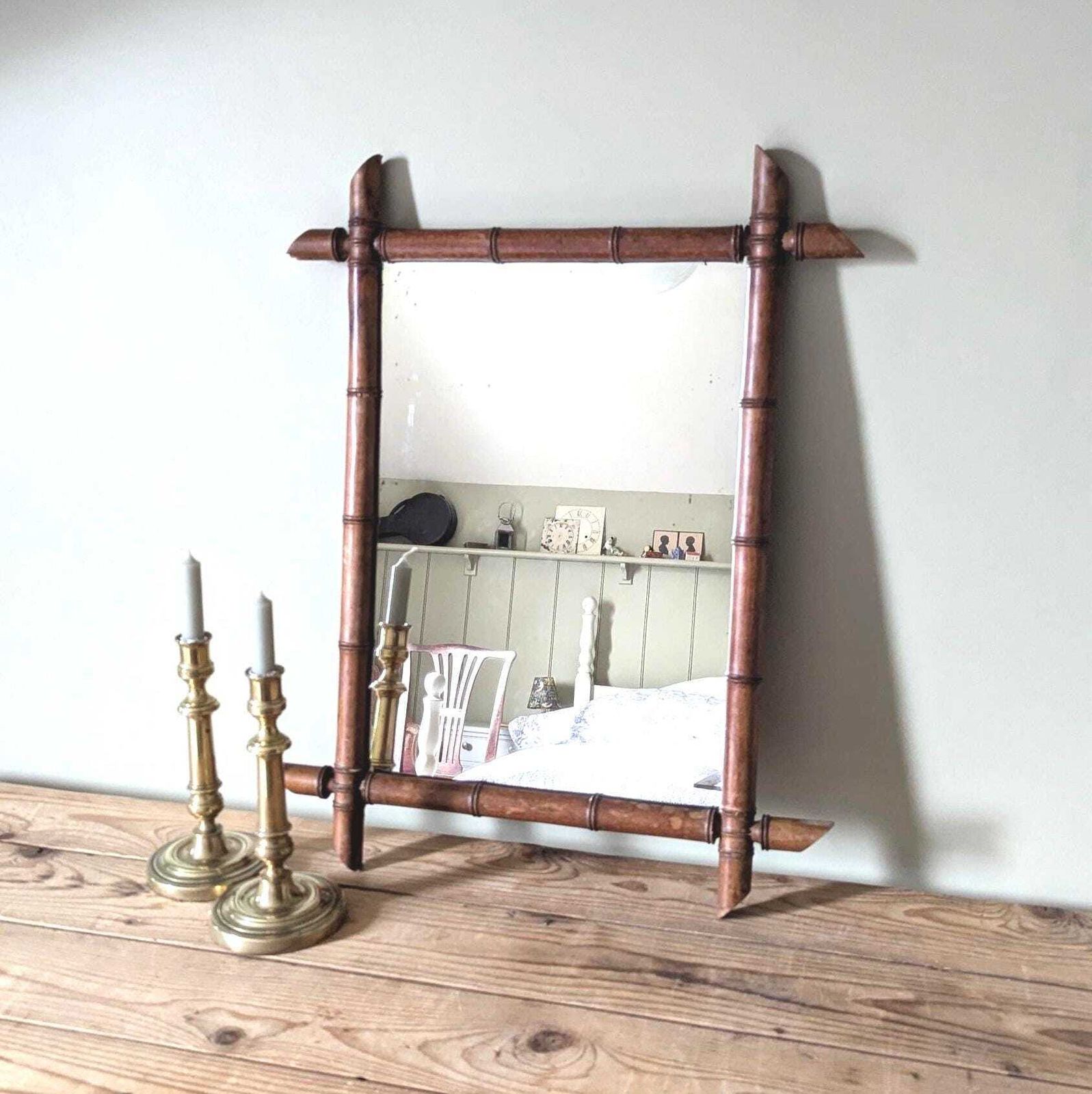 Antique French Faux Bamboo Mirror C1900.
